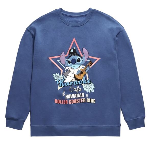 Disney LILO & Stitch Elvis Stitch Karaoke Cafe Crewneck Sweatshirt Size Medium - Picture 1 of 9